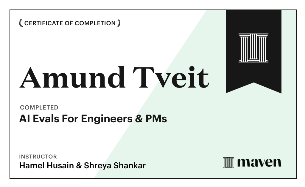 Certificate for AI Evals For Engineers & PMs