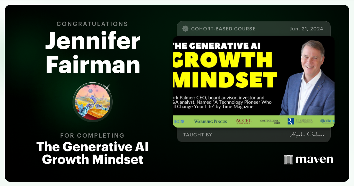 Certificate of Completion for The Generative AI Growth Mindset