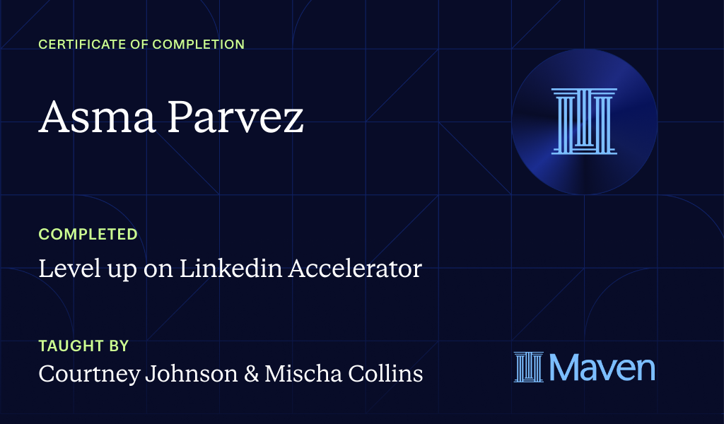Certificate for Level up on Linkedin Accelerator