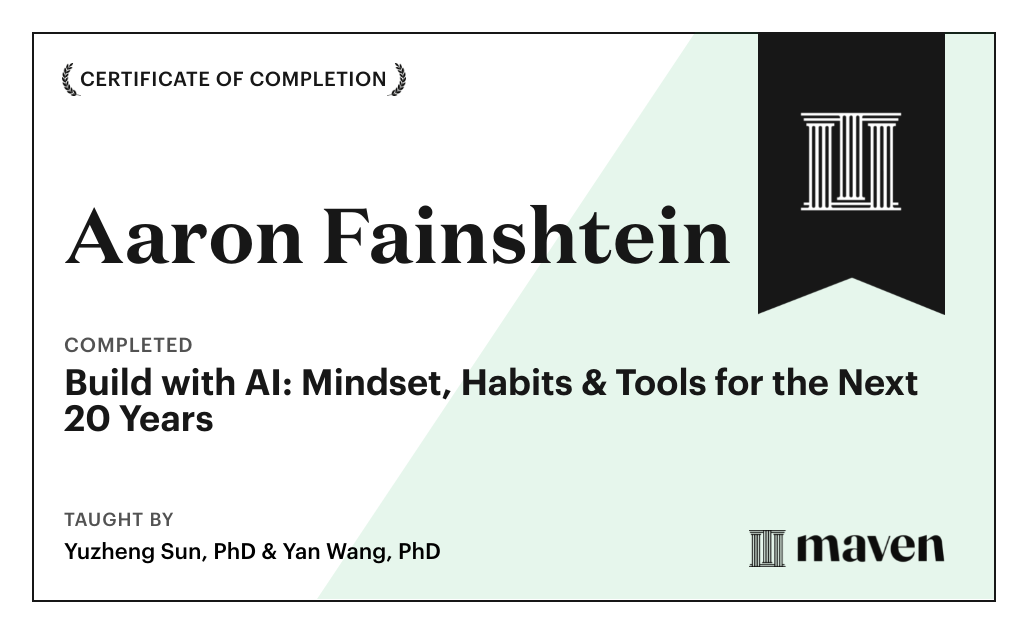 Certificate for Build with AI: Mindset, Habits & Tools for the Next 20 Years