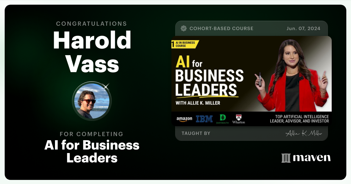Certificate of Completion for AI for Business Leaders