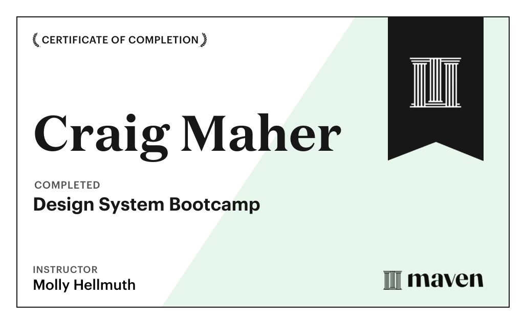 Certificate for Design System Bootcamp
