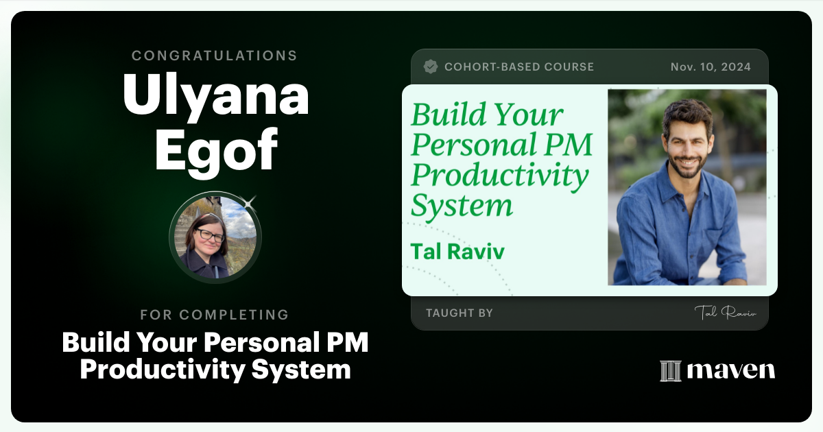 Certificate of Completion for Build Your Personal PM Productivity System & AI Copilot