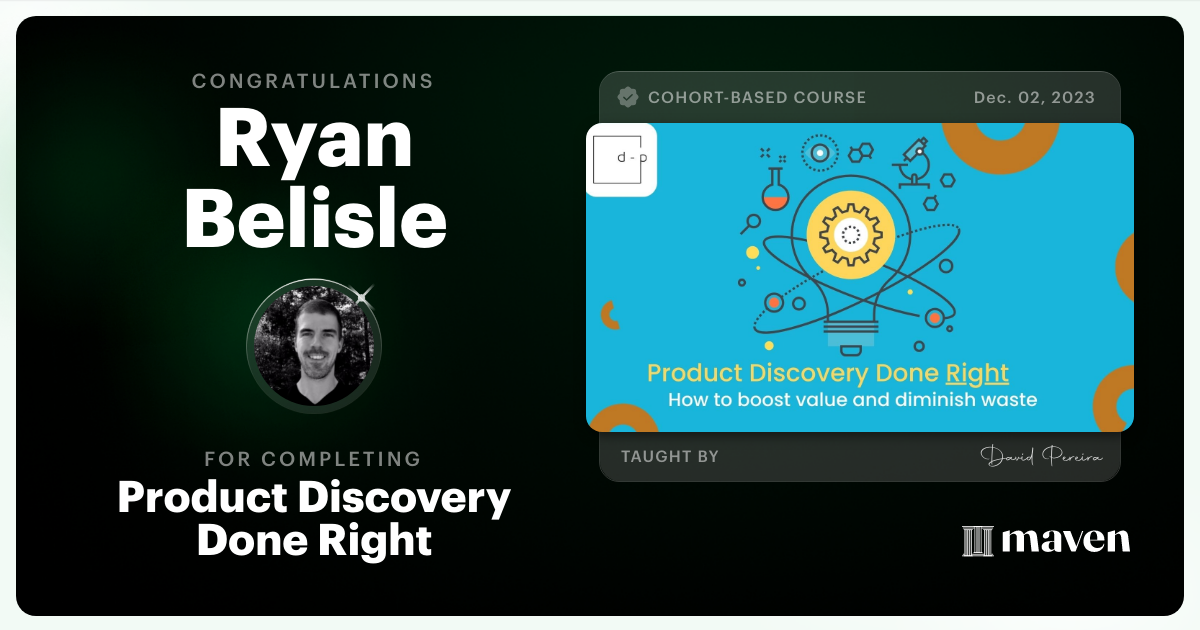 Certificate of Completion for Mastering Product Discovery