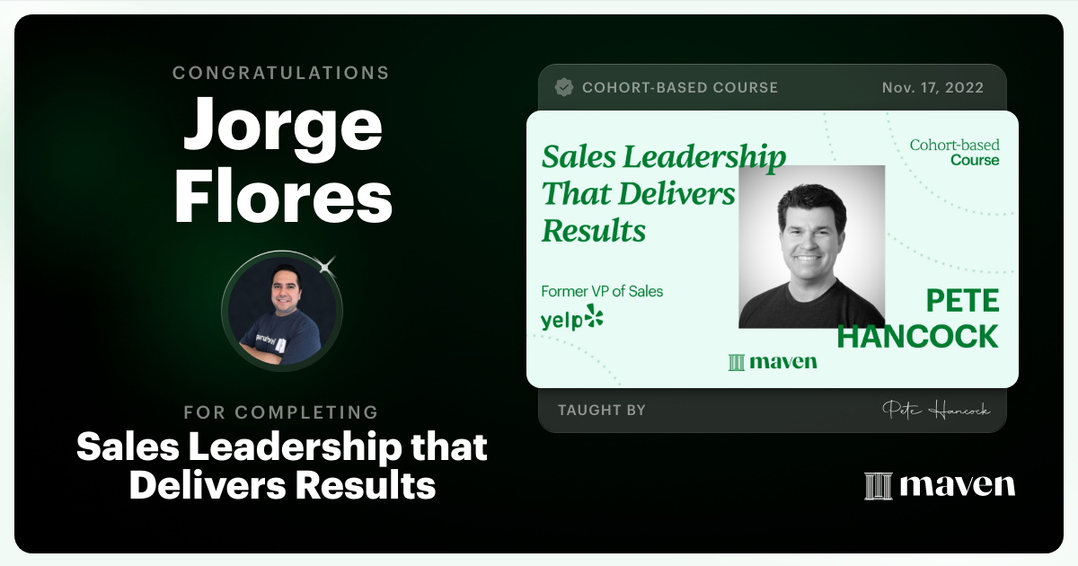 Certificate of Completion for Sales Leadership that Delivers Results