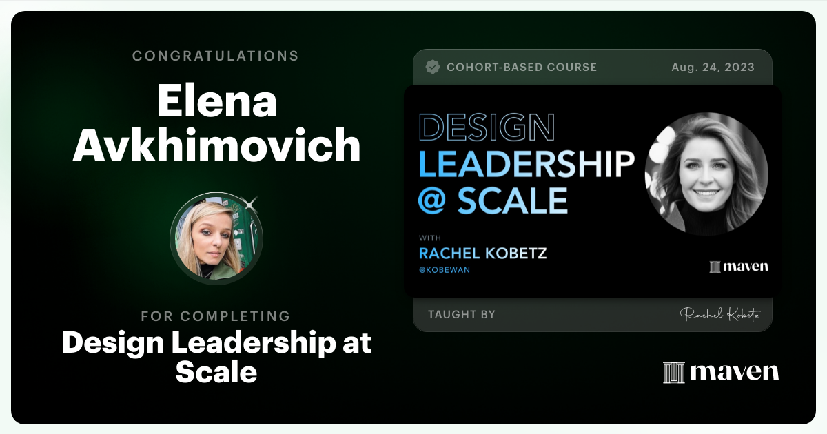 Certificate of Completion for Design Leadership at Scale: Executive