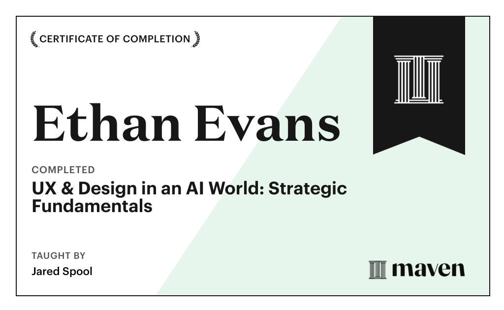 Certificate for UX & Design for Today's AI Functionality
