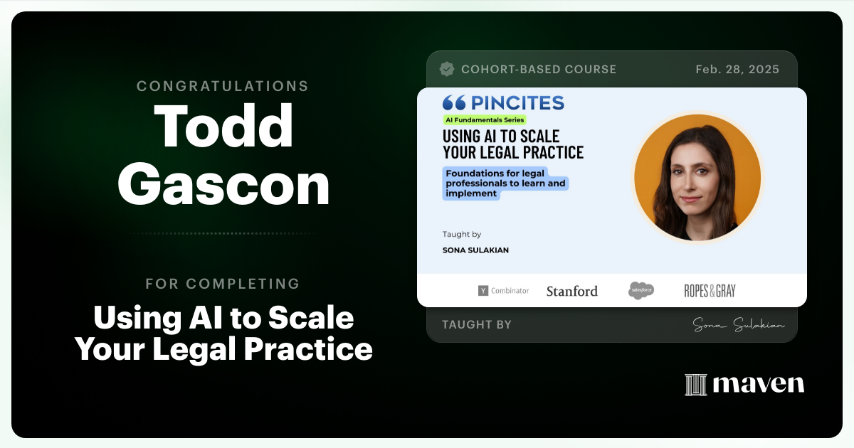 Certificate of Completion for Mastering AI Contract Review