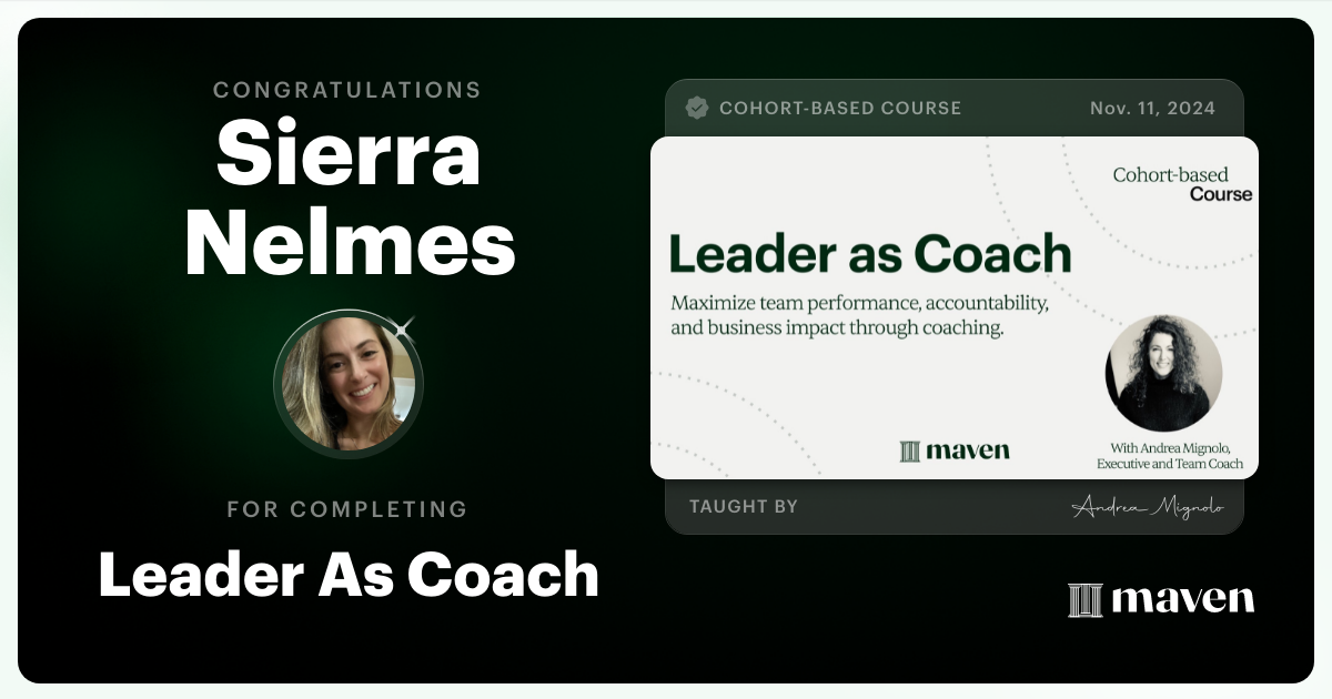 Certificate of Completion for Leader As Coach