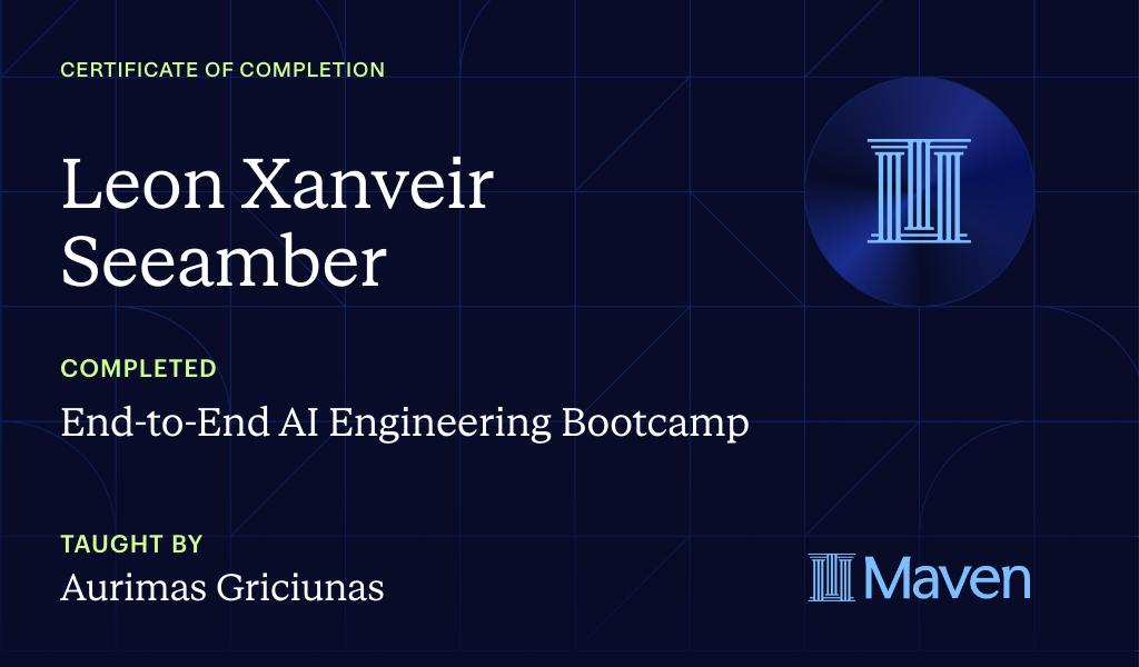 Certificate for End-to-End AI Engineering Bootcamp