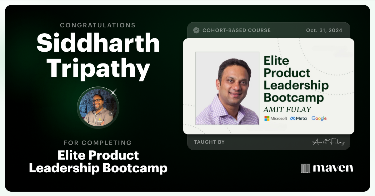 Certificate of Completion for Elite AI Product Leadership Certification by AI Product Academy