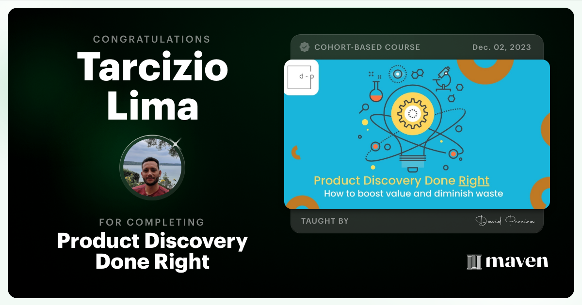 Certificate of Completion for Mastering Product Discovery