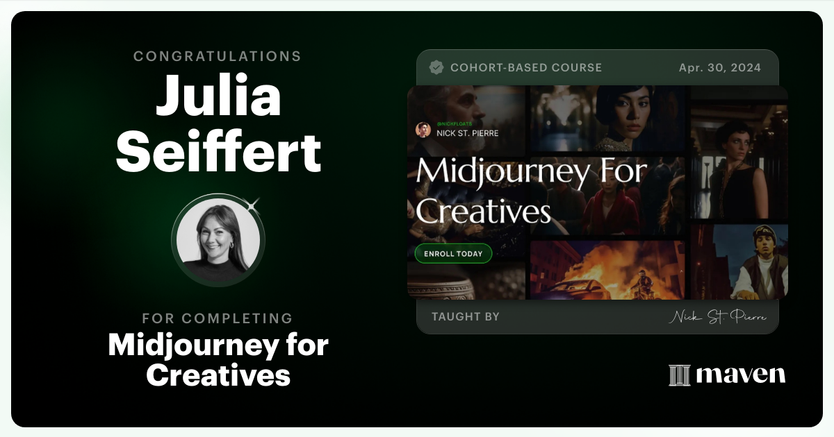 Certificate of Completion for Midjourney for Creatives