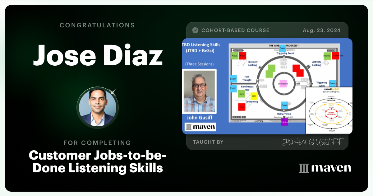 Certificate of Completion for Customer Jobs-to-be-Done Fundamentals
