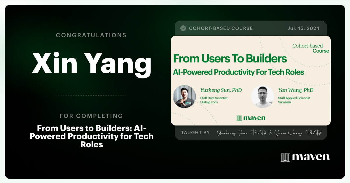 Certificate of Completion for Build with AI: Mindset, Habits & Tools for the Next 20 Years