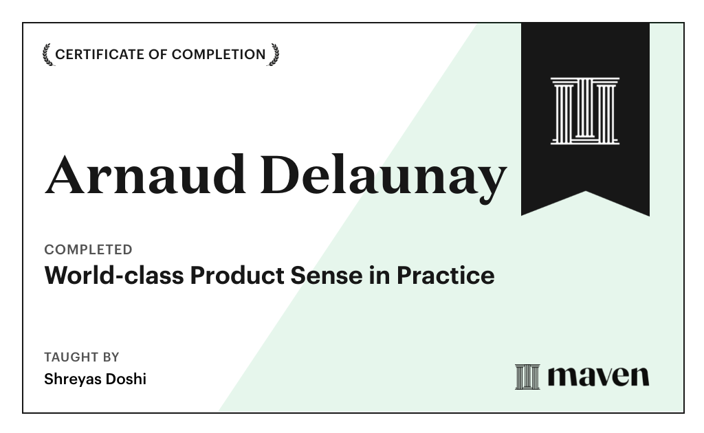 Certificate for World-class Product Sense in Practice