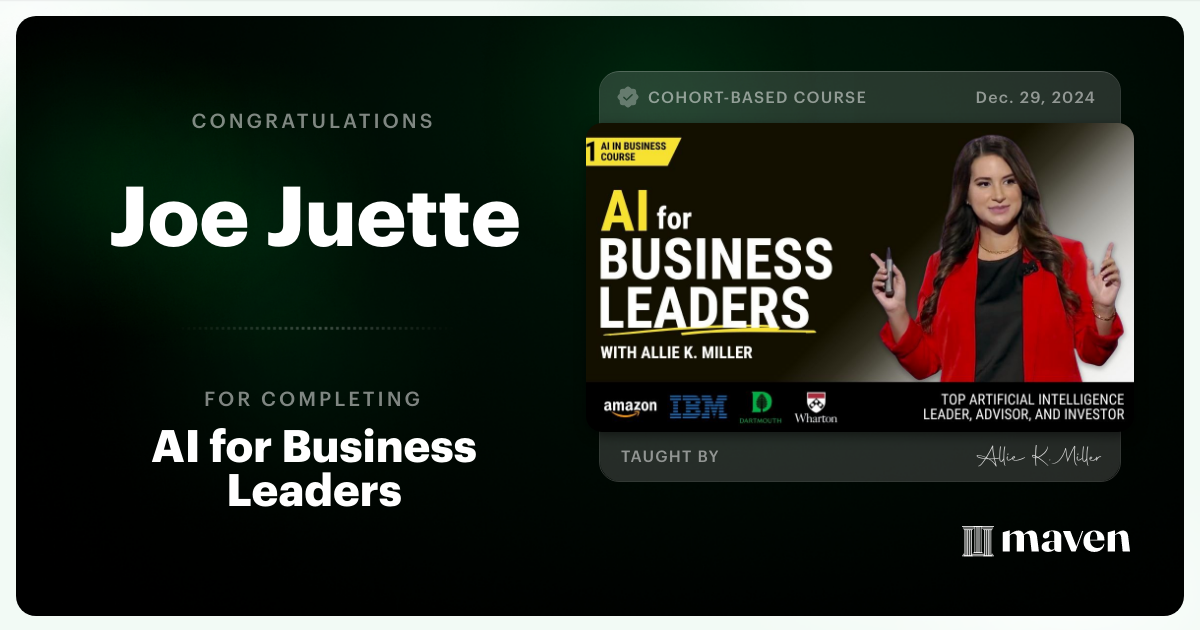 Certificate of Completion for AI for Business Leaders