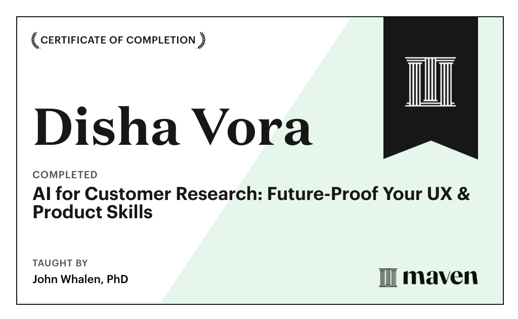 Certificate for AI for Customer Research: Future-Proof Your UX & Product Skills