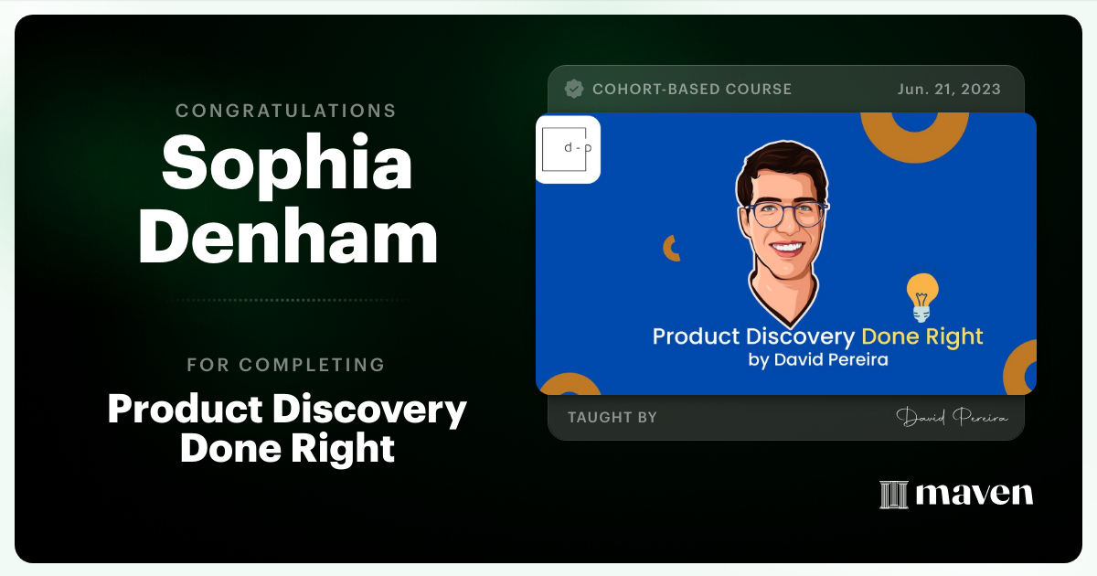 Certificate of Completion for Mastering Product Discovery