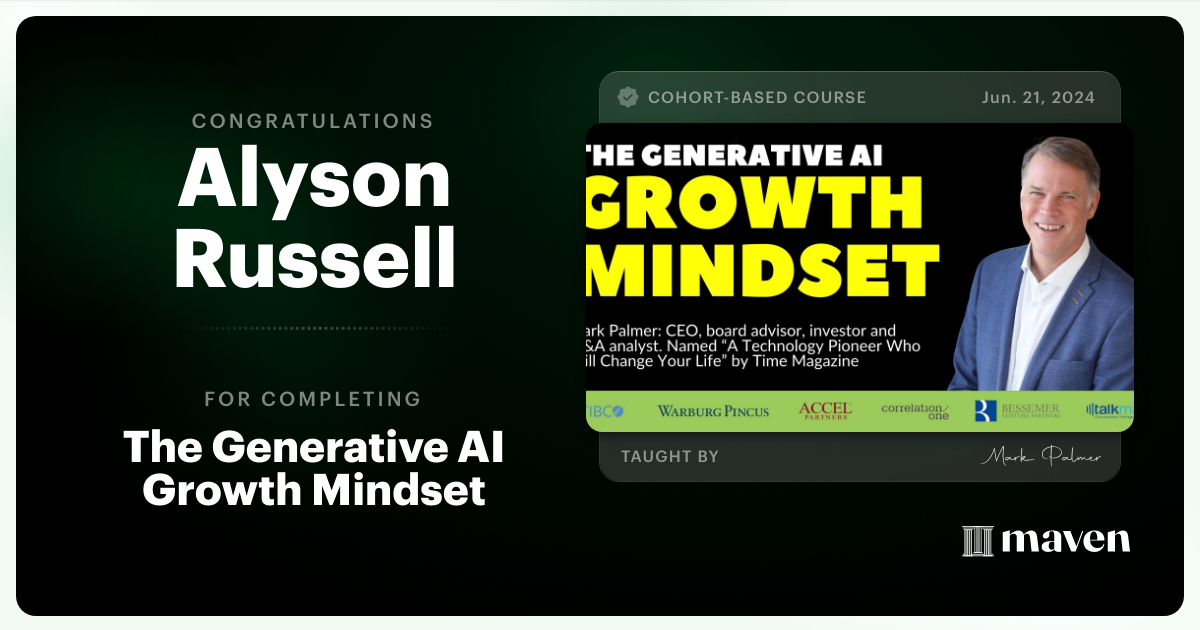 Certificate of Completion for The Generative AI Growth Mindset