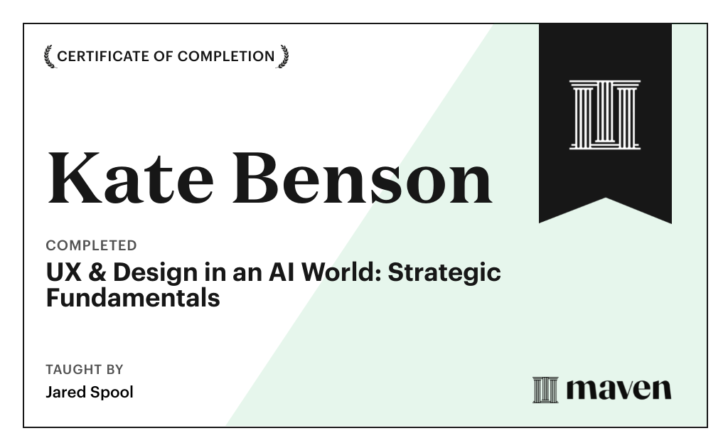 Certificate for UX & Design for Today's AI Functionality