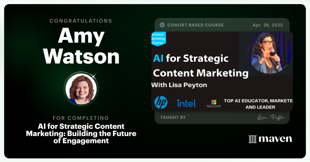 Certificate of Completion for AI for Strategic Content Marketing: Building the Future of Engagement