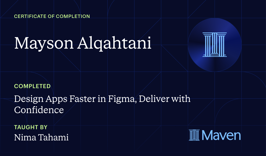 Certificate for Design Apps Faster in Figma, Deliver with Confidence
