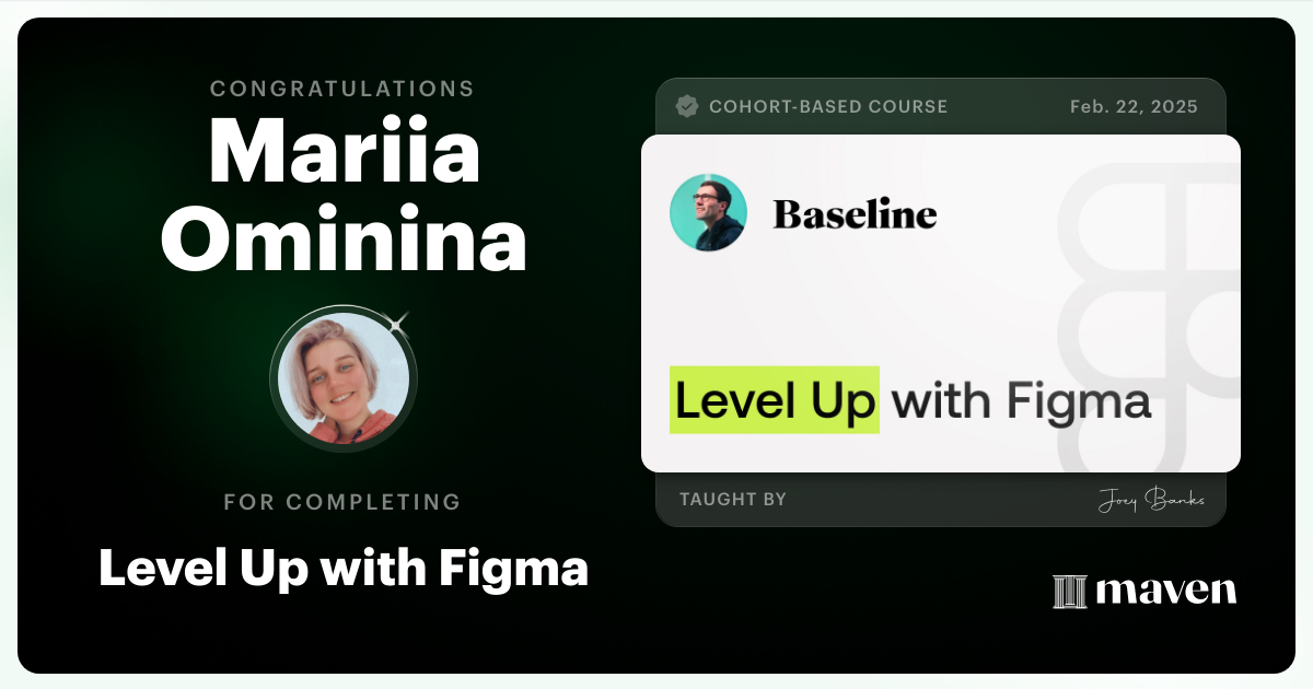 Certificate of Completion for Level Up with Figma