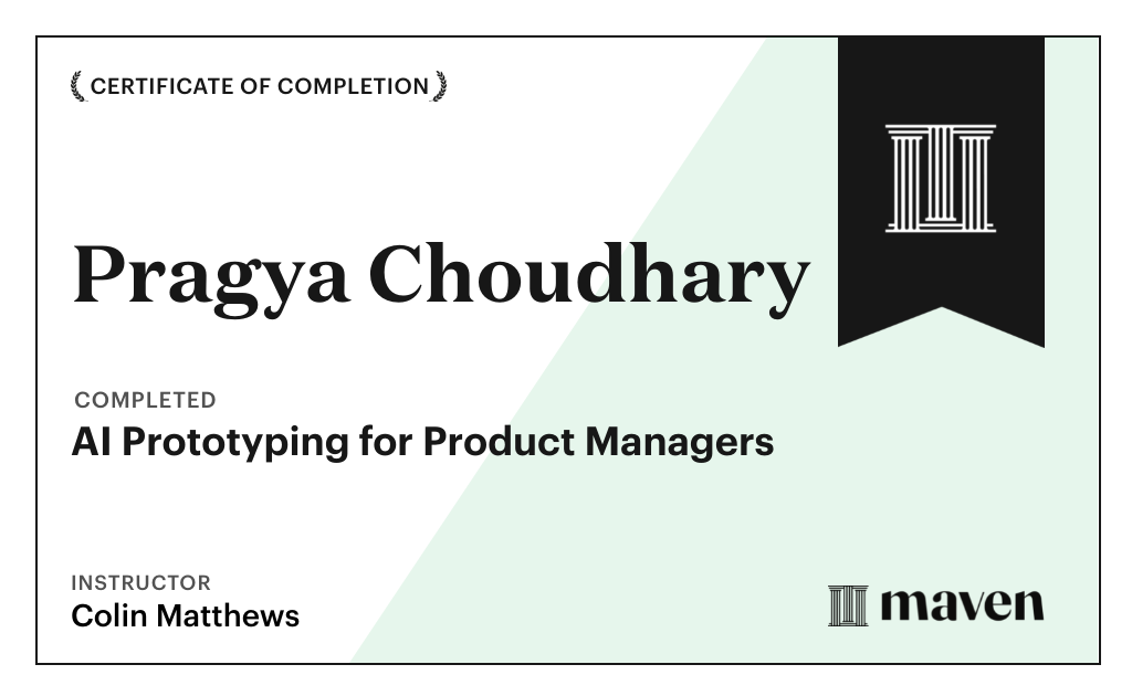 Certificate for AI Prototyping for Product Managers