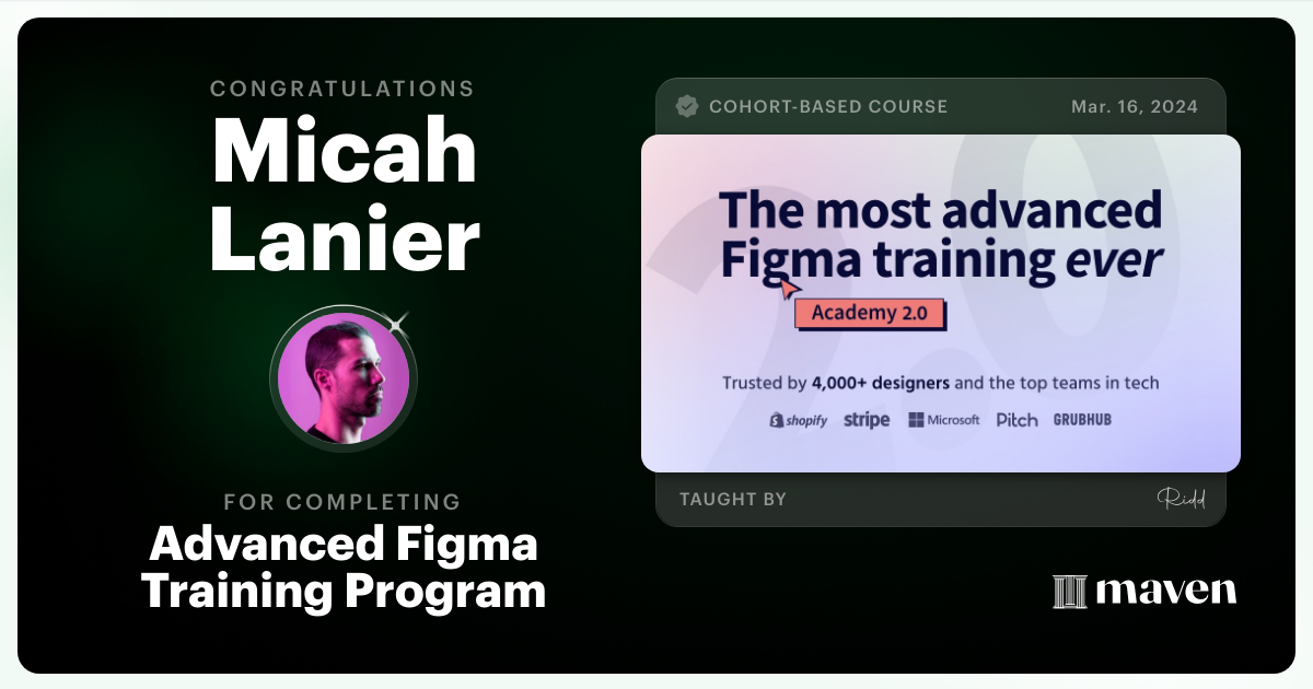Certificate of Completion for Advanced Figma Training Program