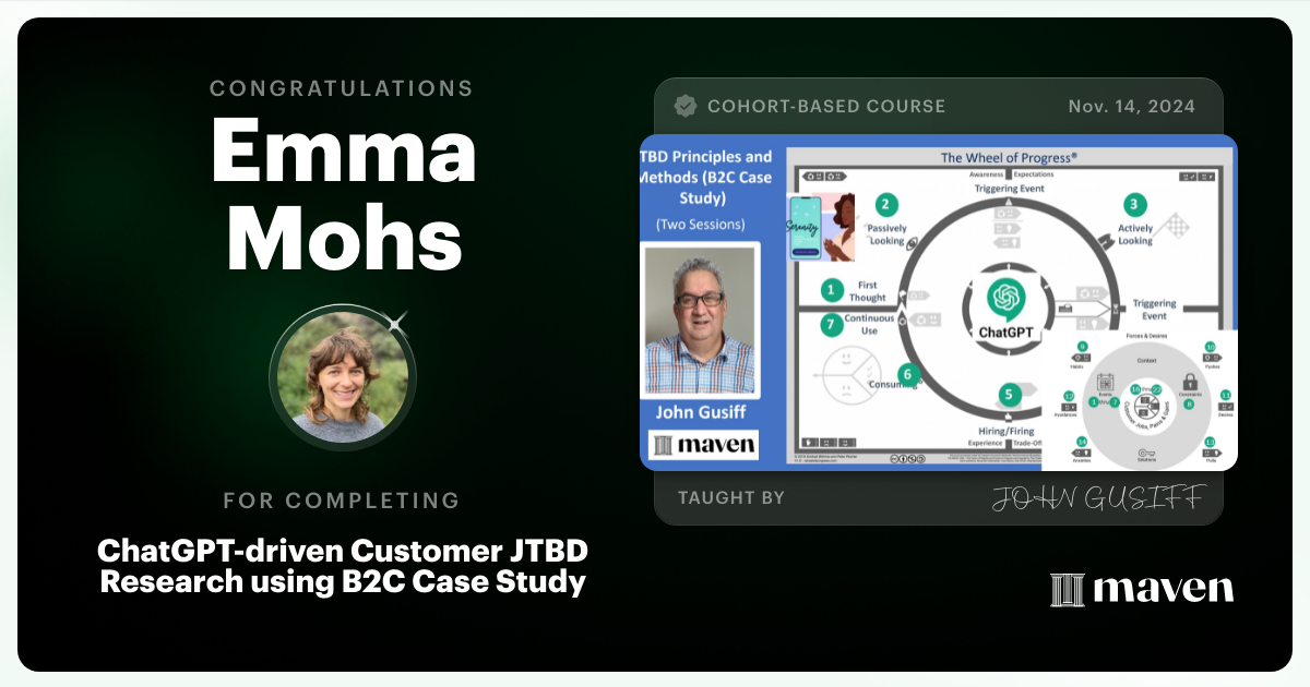 Certificate of Completion for Before You Build: Study Customer Progress (The Serenity App Case Study)