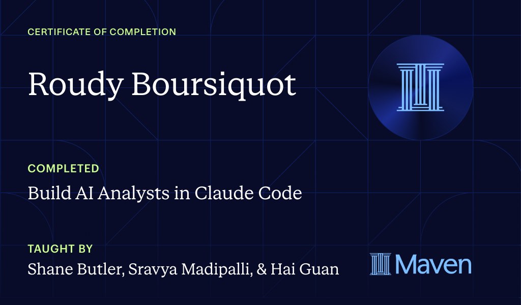 Certificate for Agentic Analytics: Build an AI Analyst