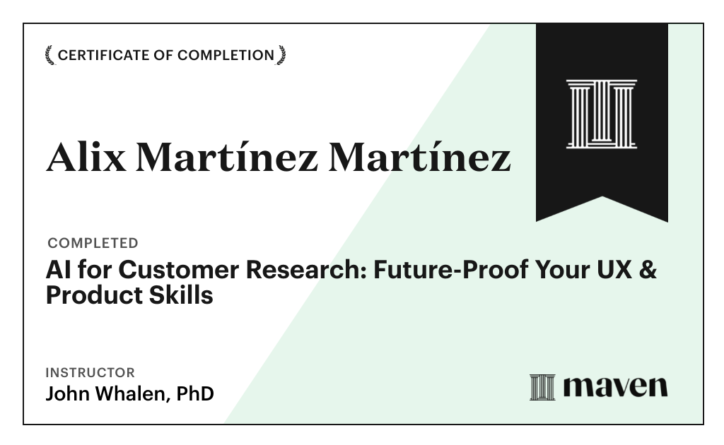 Certificate for AI for Customer Research: Future-Proof Your UX & Product Skills