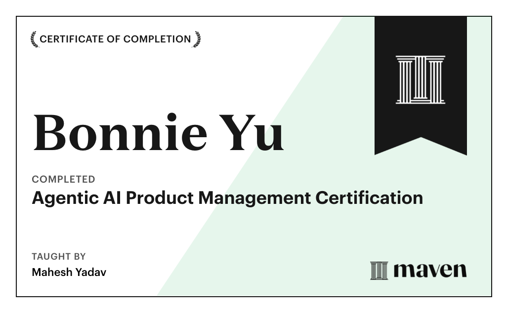 Certificate for Agentic AI Product Management Certification