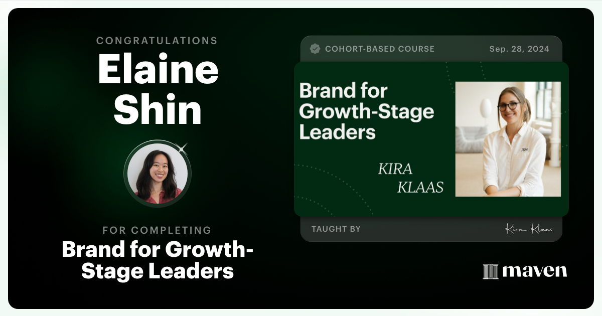 Certificate of Completion for Brand for Growth-Stage Leaders: The 2026 Playbook