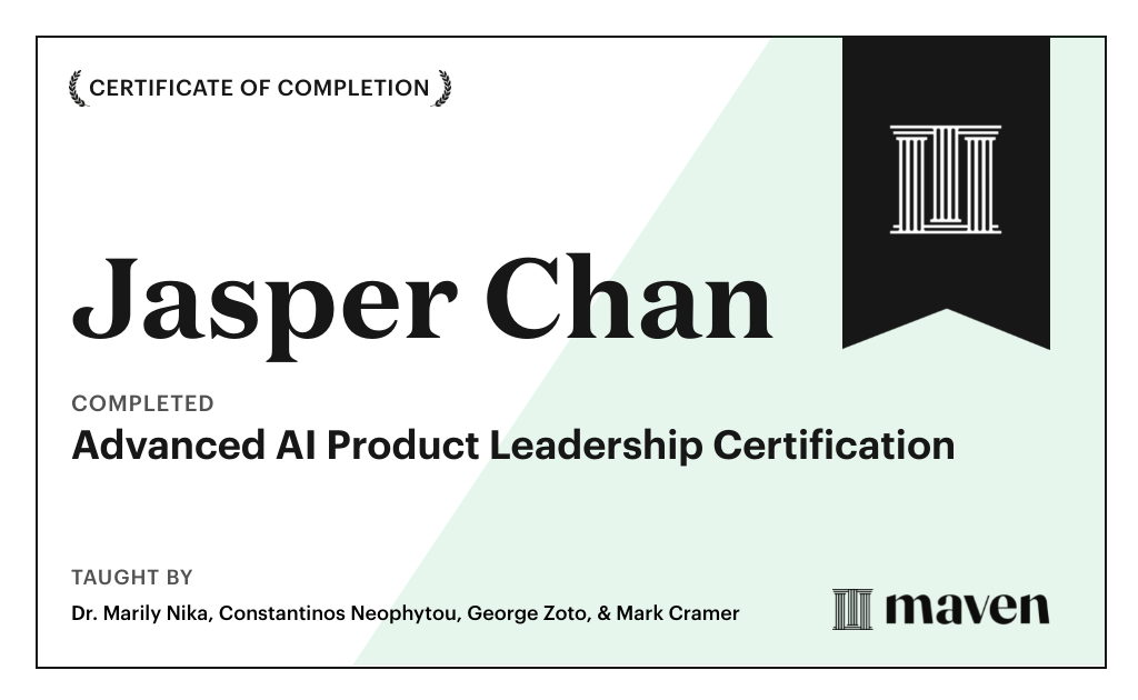 Certificate for Advanced AI Product Leadership Certification