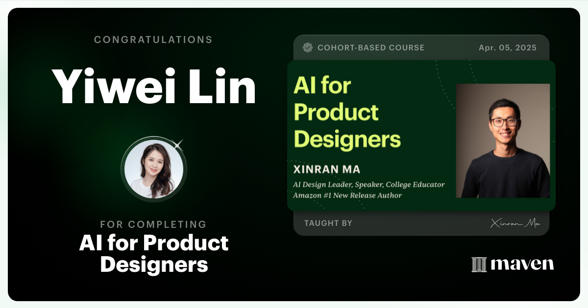 Certificate of Completion for AI for Product Designers