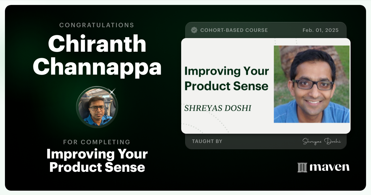 Certificate of Completion for World-class Product Sense in Practice