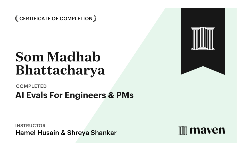 Certificate for AI Evals For Engineers & PMs
