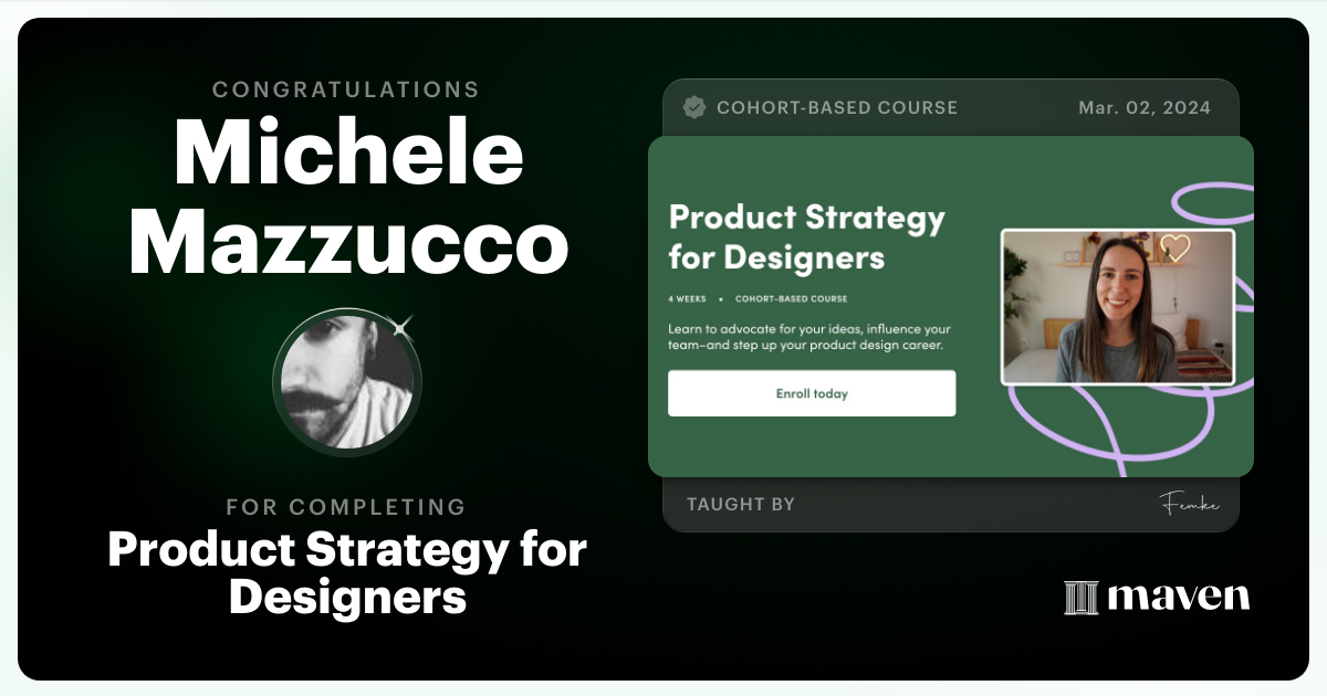 Certificate of Completion for Product Strategy for Designers
