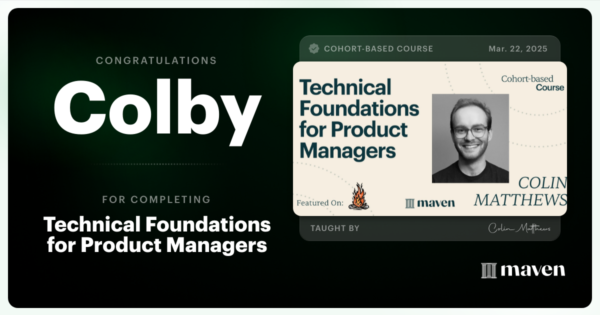 Certificate of Completion for Technical Foundations for Product Managers