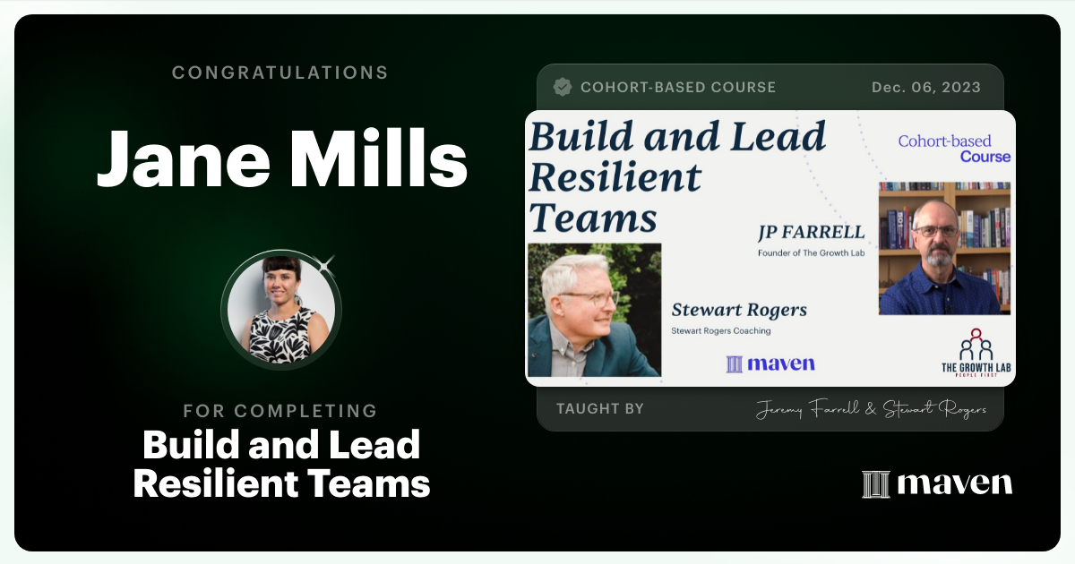 Certificate of Completion for How to Build and Lead Resilient Teams