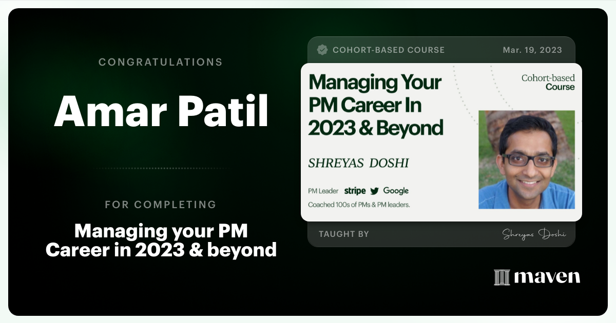 Certificate of Completion for Managing your PM Career in 2025 and beyond
