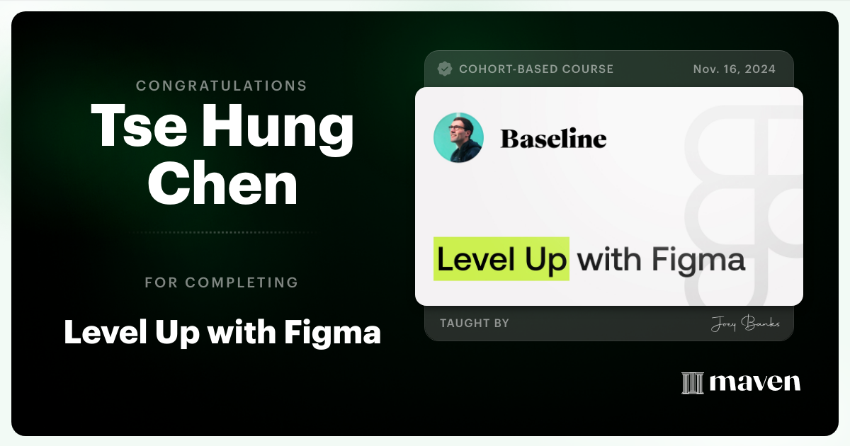 Certificate of Completion for Level Up with Figma