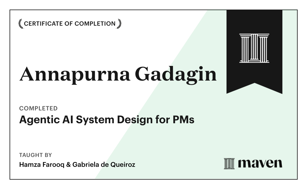 Certificate for Agentic AI for Product Managers