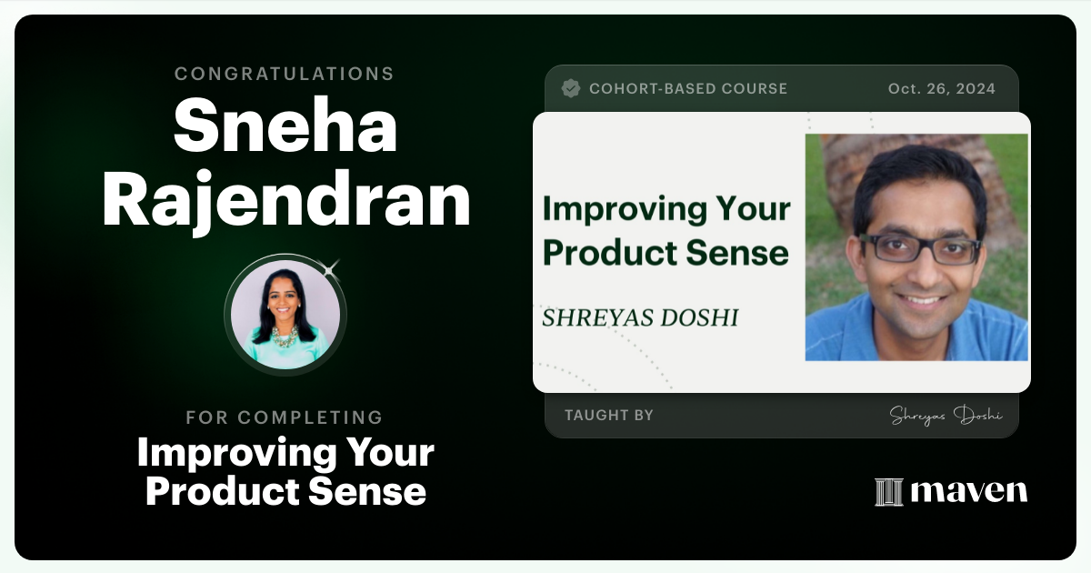 Certificate of Completion for World-class Product Sense in Practice