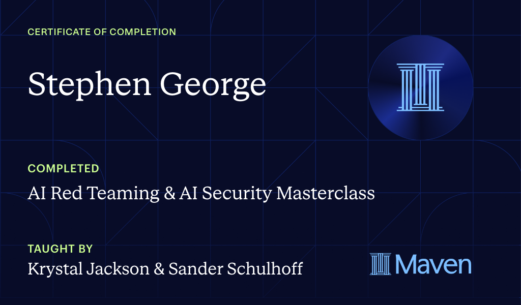 Certificate for AI Red Teaming & AI Security Masterclass