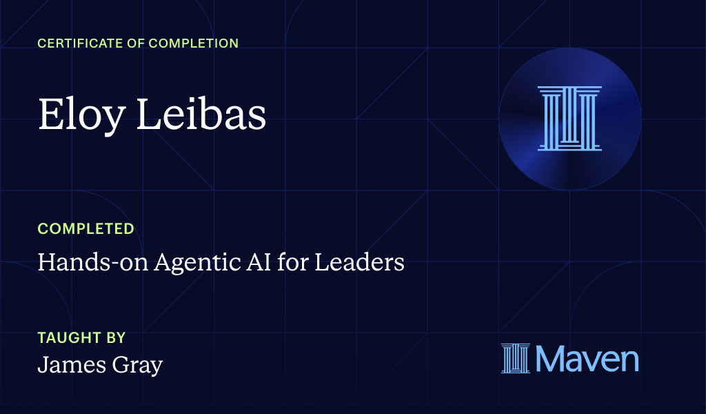 Certificate for Hands-on Agentic AI for Leaders