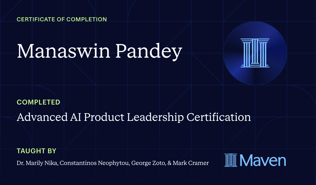 Certificate for Advanced AI Product Leadership Certification