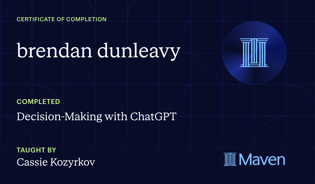 Certificate for Decision-Making with ChatGPT